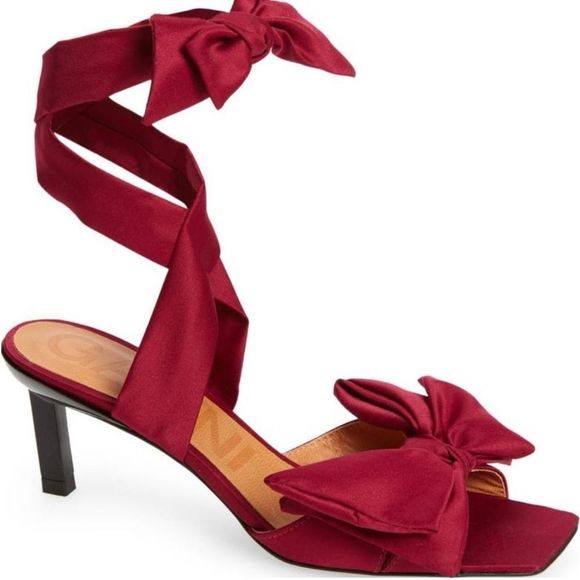 Ganni Shoes - Ganni Bow Ankle Tie Sandal in Shocking Pink